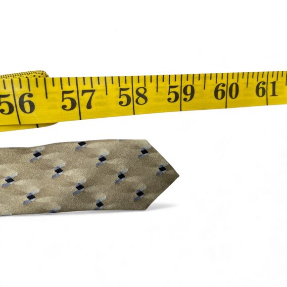 Bill Blass Silk Tie Geometric Warm Oat Tan Beige - Picture 6 of 6